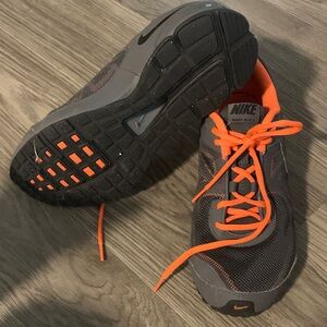 Nike Men’s Gray Sneakers with Bright Orange Accents